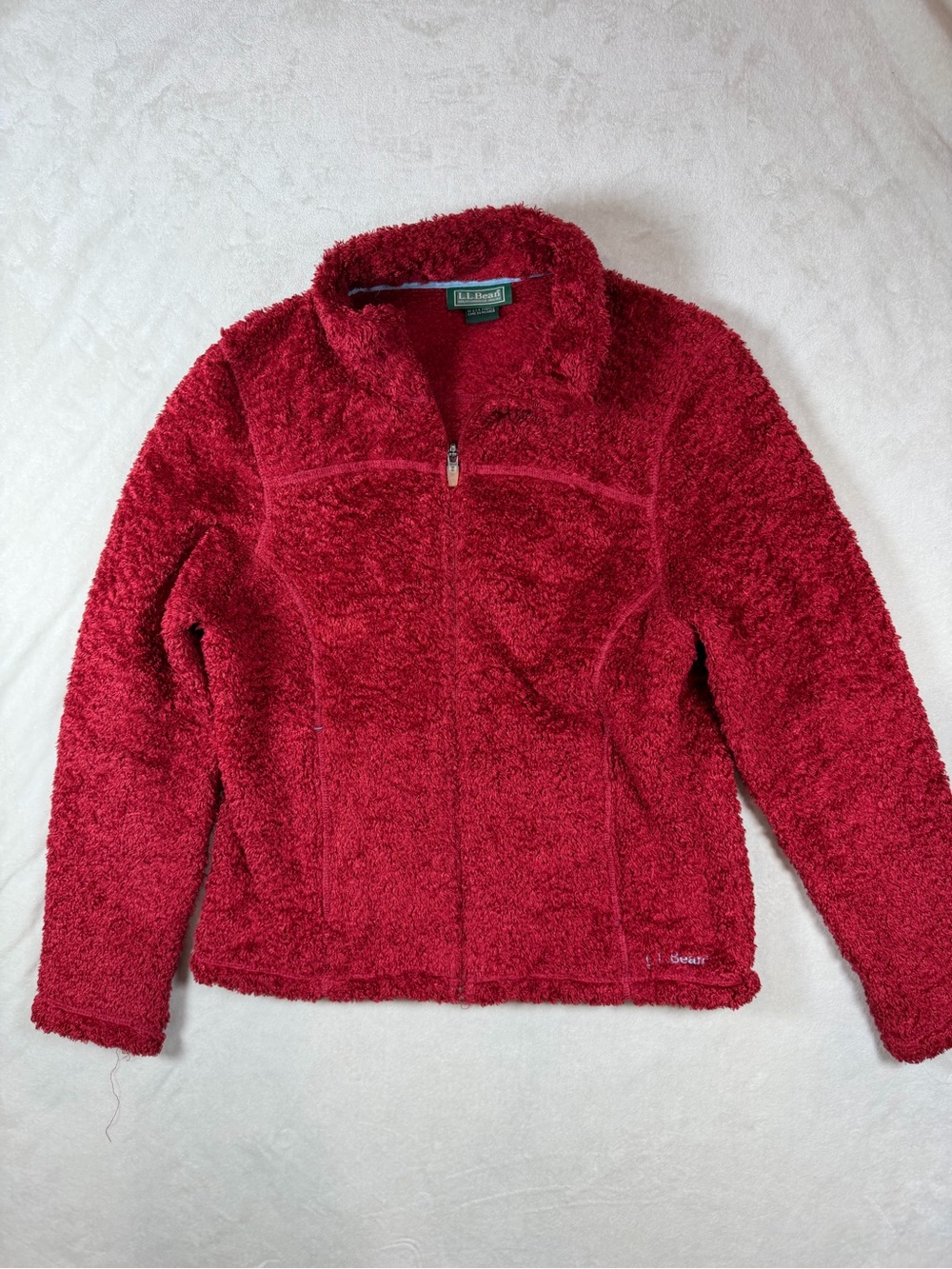 L.L. Bean Size Small Plush Red Synchilla Fleece Zip-Front Fleece Jacket